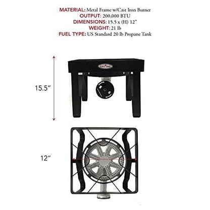 GasOne 200K BTU Propane Burner – Heavy-Duty Propane Stove – Outdoor Burner with Adjustable 0-20Psi Regulator and Steel Braided Hose – Ideal for Home Brewing, Turkey Fry - CookCave