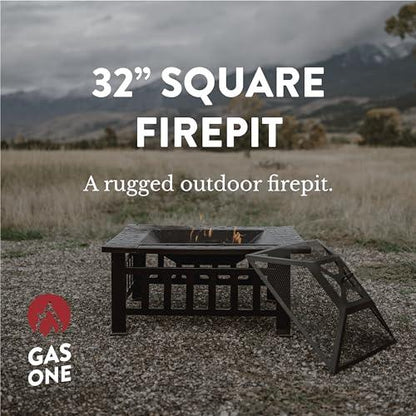 GasOne Fire Pit – 32-inch Outdoor Fire Pits – Metal Firepits for Outside Patio with Fireplace Screen – Elegant and Modern Fire Pit Table for Camping, Heating, Bonfire, Picnics - Outdoor Fire Pit - CookCave