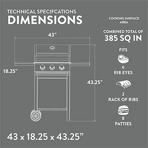 GasOne GP-1030S One 3 Burner Stainless Steel– Outdoor Cabinet Style with Wheels-High-Temperature Paint Coating Gas BBQ Grill – Elegant and Luxurious Design, Black - CookCave