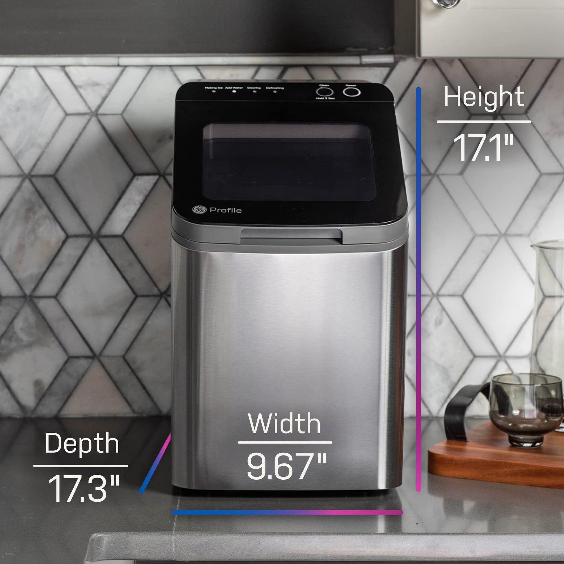 GE Profile Opal 1.0 Nugget Ice Maker| Countertop Pebble Ice Maker | Portable Ice Machine Makes up to 34 lbs. of Ice Per Day | Stainless Steel Finish - CookCave