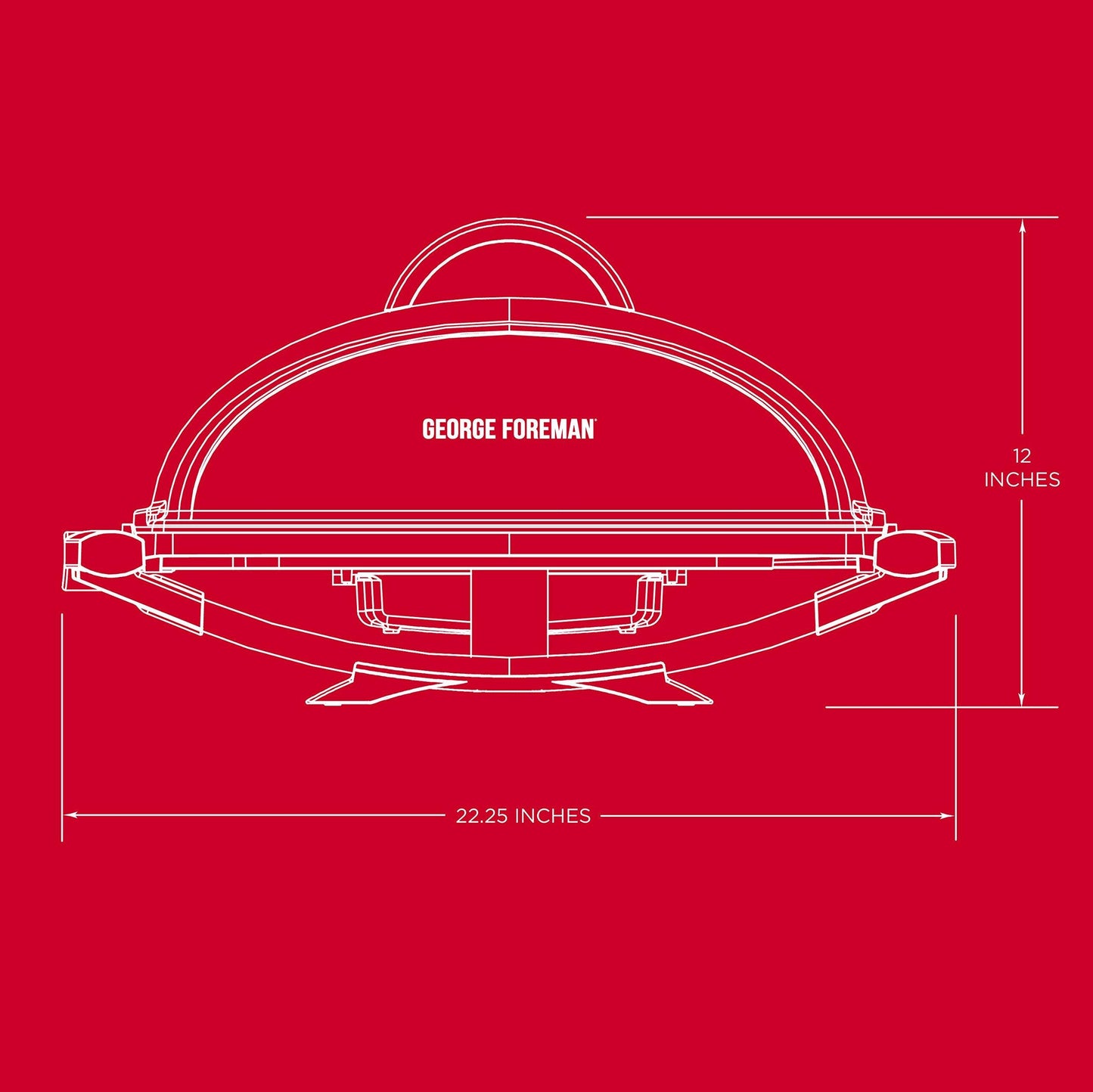 George Foreman 12-Serving Indoor/Outdoor Rectangular Electric Grill, Red, GFO201R - CookCave