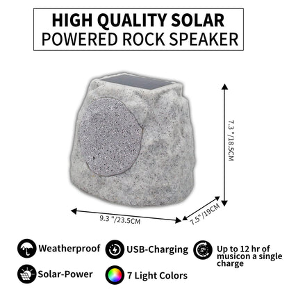 GGII Rock Speakers Outdoor Waterproof Solar-Powered Wireless Bluetooth Portable Speaker Outdoor Bluetooth Speaker with 7 Light Colors for Patio, Party, Pool, Deck, Yard, Garden and Home - CookCave