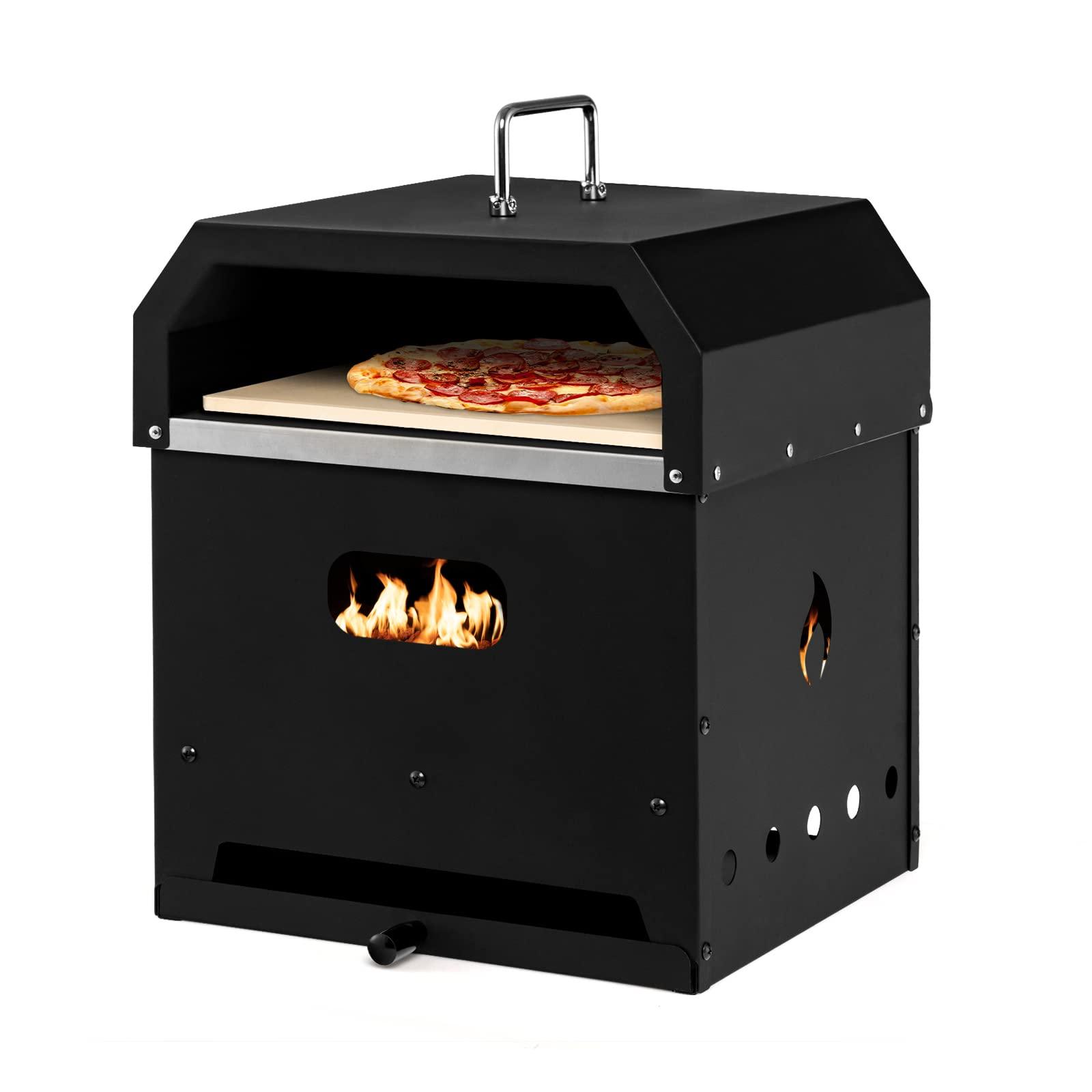 Giantex 4-in-1 Outdoor Pizza Oven, Wood Fired 2-Layer Pizza Maker with Cover, Pizza Stone, Shovel, Grill Grid, Detachable Grill Oven Fire Pit Pizza Ovens for Outside Backyard BBQ - CookCave
