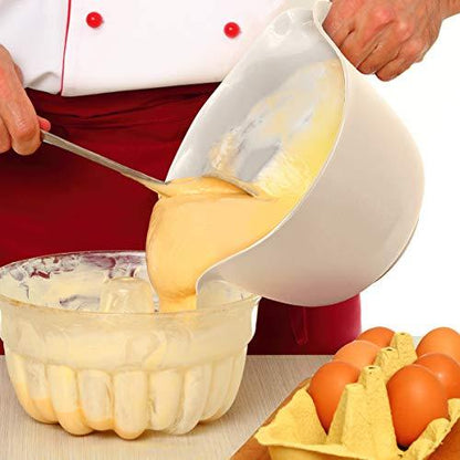 GLAD Mixing Bowl with Handle – 3 Quart | Heavy Duty Plastic with Pour Spout and Non-Slip Base | Dishwasher Safe Kitchen Supplies for Cooking and Baking, White - CookCave