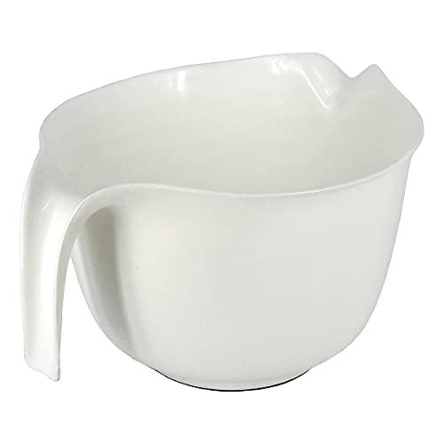 GLAD Mixing Bowl with Handle – 3 Quart | Heavy Duty Plastic with Pour Spout and Non-Slip Base | Dishwasher Safe Kitchen Supplies for Cooking and Baking, White - CookCave