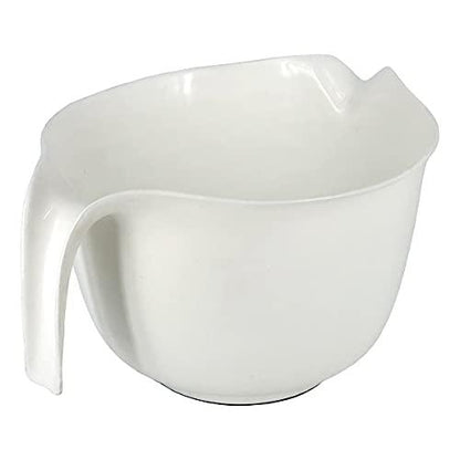 GLAD Mixing Bowl with Handle – 3 Quart | Heavy Duty Plastic with Pour Spout and Non-Slip Base | Dishwasher Safe Kitchen Supplies for Cooking and Baking, White - CookCave