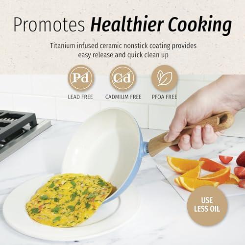 GoodCook 2-Qt. Healthy Ceramic Titanium-Infused Sauce Pan, Nonstick Aluminum Saucepan with Glass Lid and Stay Cool Handle, Light Blue - CookCave