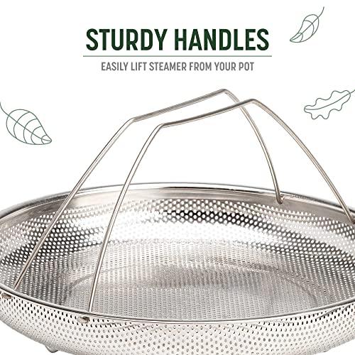 Goodful All-In-One Pan Steamer Basket, Premium Stainless Steel Construction, Dishwasher Safe, Perfect for Steaming Vegetables, Full Handle for Easy Use - CookCave