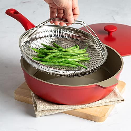 Goodful All-In-One Pan Steamer Basket, Premium Stainless Steel Construction, Dishwasher Safe, Perfect for Steaming Vegetables, Full Handle for Easy Use - CookCave