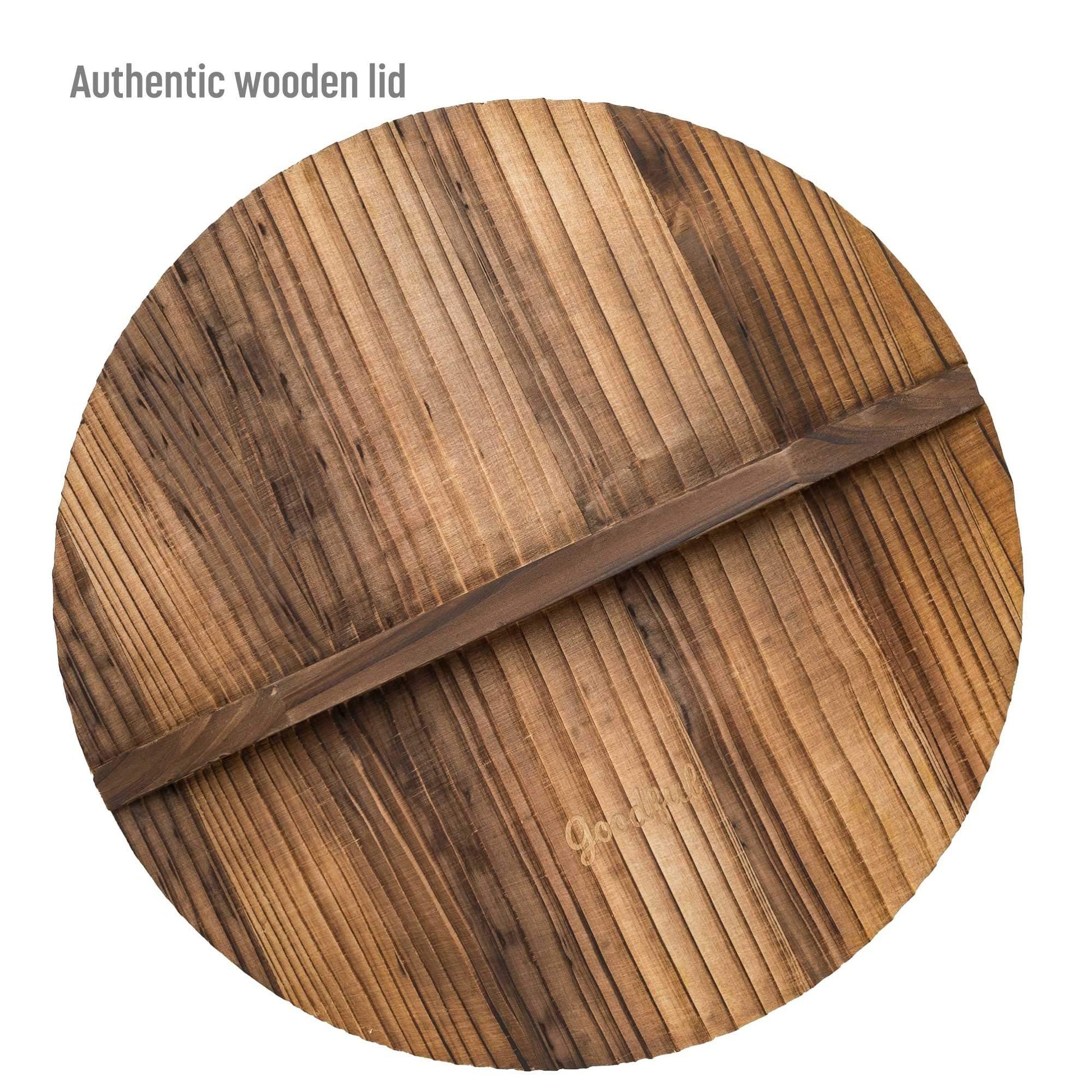 Goodful Hammered Carbon Steel 13-Inch Wok Pan with Lid, Black, Non-Stick, Compatible with Most Cooktops - CookCave