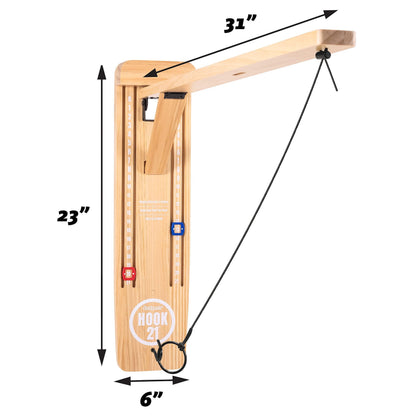 GoSports Hook 21 Wall Mount Ring Swing Game - Play Indoors or Outdoors with Foldable Arm - CookCave