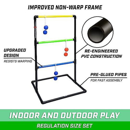 GoSports Ladder Toss Indoor & Outdoor Game Set with 6 Soft Rubber Bolo Balls and Travel Carrying Case - Choose Pro or Classic - CookCave