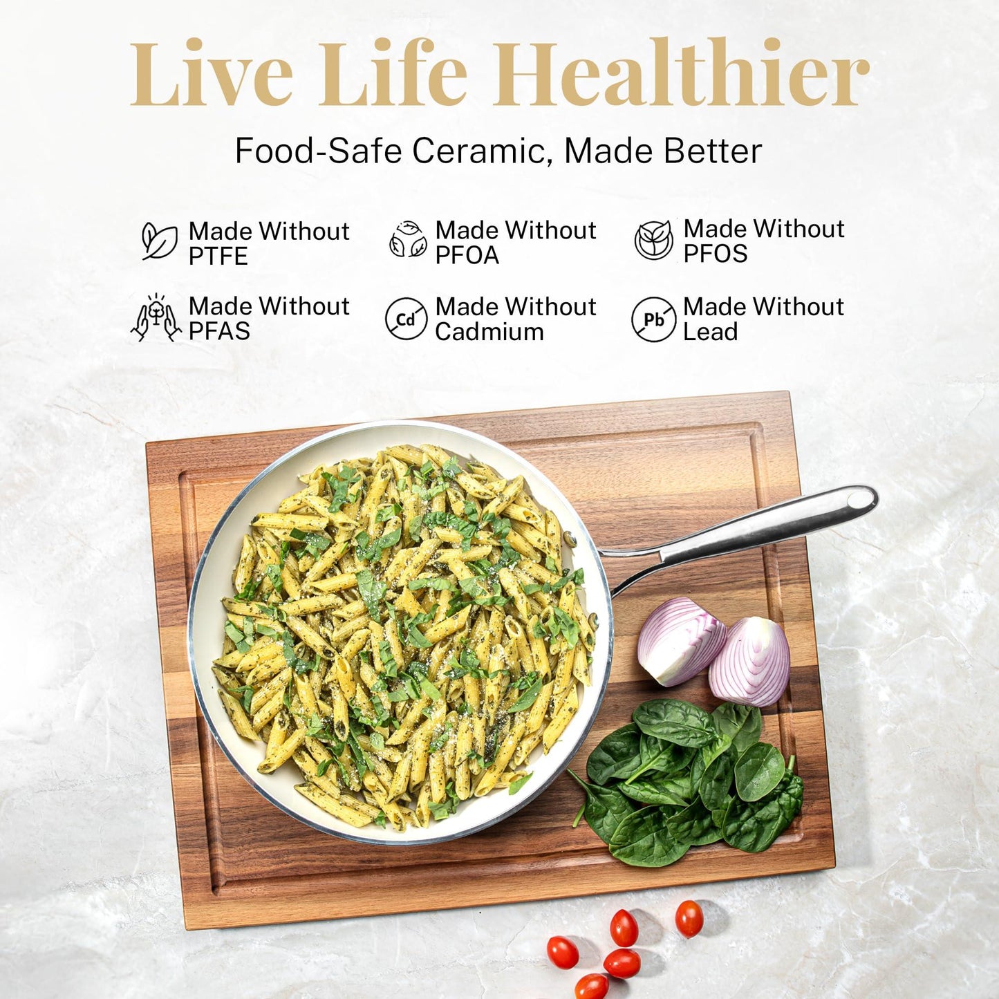 GOTHAM STEEL 10 Inch Non Stick Frying Pans, 100% PFOA Free Healthy and Non Toxic Ceramic Pan for Cooking, Oven Safe, Dishwasher Safe - CookCave