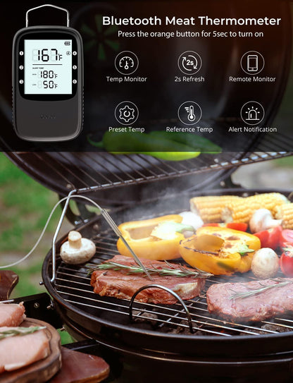 Govee Bluetooth Meat Thermometer, Wireless Meat Thermometer for Smoker Oven, Digital Grill Thermometer with 2 Probes, Timer Mode, Smart LCD Backlight BBQ Thermometer for Cooking Turkey Fish Beef - CookCave