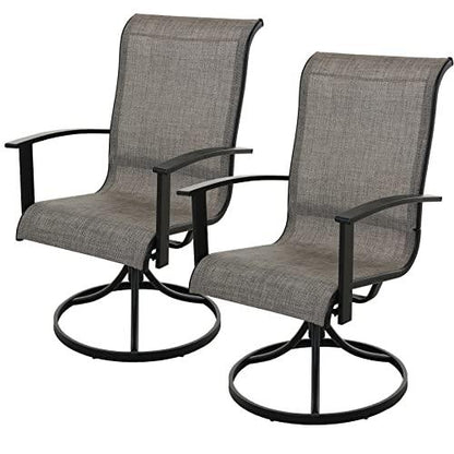 Grand patio Outdoor Dining Swivel Rocker Chairs, Patio Sling Chair Set of 2 with Steel Frame, Mixed Coffee - CookCave