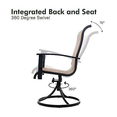 Grand patio Outdoor Dining Swivel Rocker Chairs, Patio Sling Chair Set of 2 with Steel Frame, Mixed Coffee - CookCave