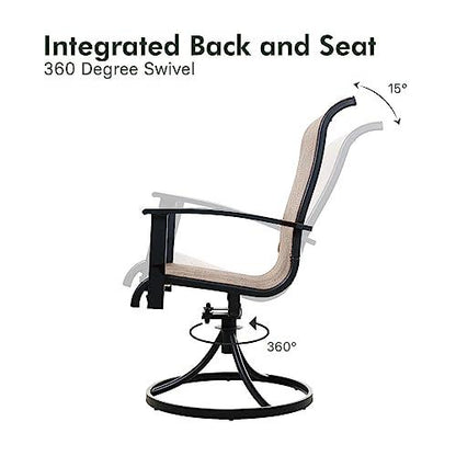 Grand patio Outdoor Dining Swivel Rocker Chairs, Patio Sling Chair Set of 2 with Steel Frame, Mixed Coffee - CookCave