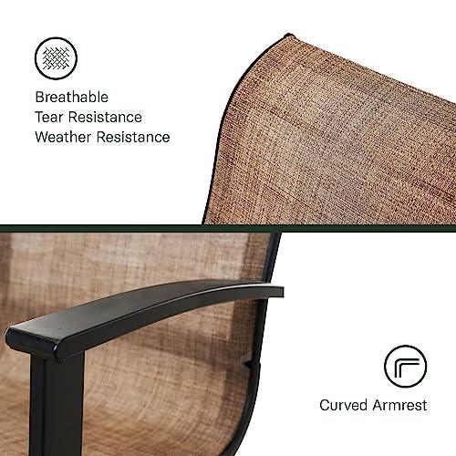 Grand patio Outdoor Dining Swivel Rocker Chairs, Patio Sling Chair Set of 2 with Steel Frame, Mixed Coffee - CookCave