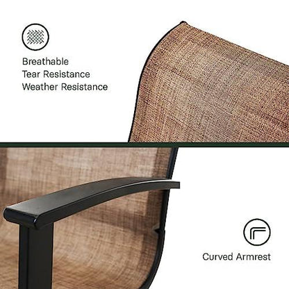 Grand patio Outdoor Dining Swivel Rocker Chairs, Patio Sling Chair Set of 2 with Steel Frame, Mixed Coffee - CookCave