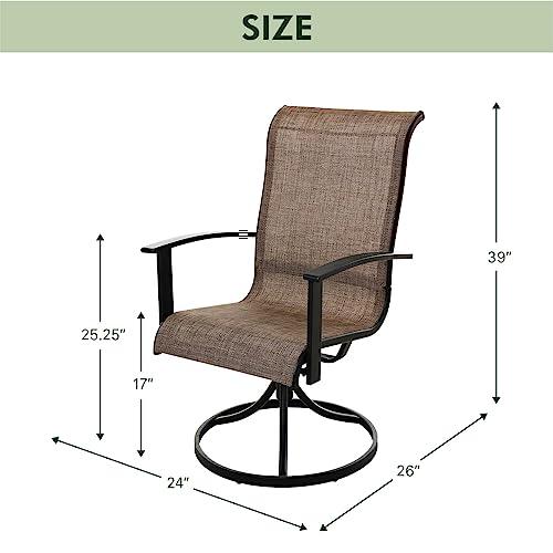 Grand patio Outdoor Dining Swivel Rocker Chairs, Patio Sling Chair Set of 2 with Steel Frame, Mixed Coffee - CookCave