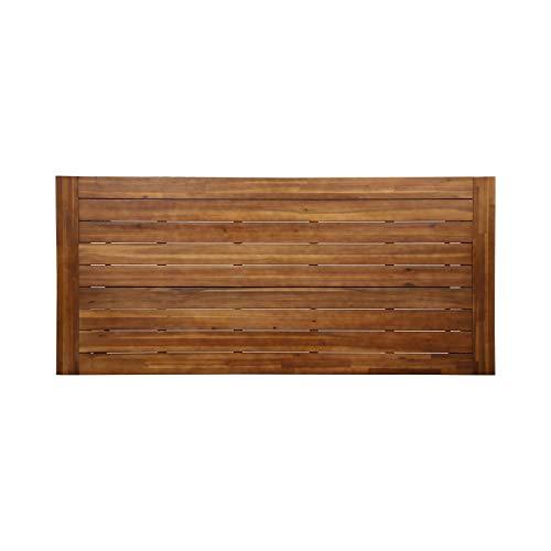 Great Deal Furniture Beau Outdoor Eight Seater Wooden Dining Table, Teak and Rustic Metal Finish - CookCave