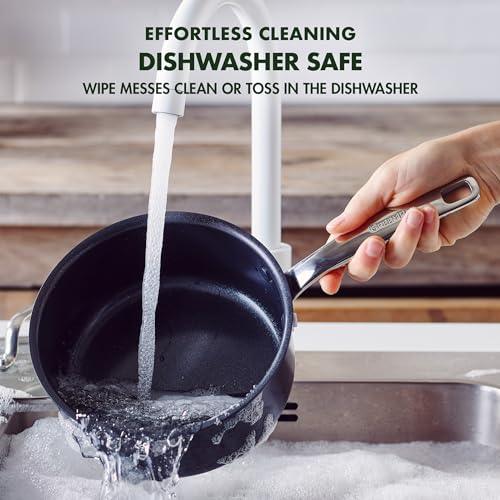 GreenPan Chatham Black Prime Midnight Hard Anodized Healthy Ceramic Nonstick, 1QT and 2QT Saucepan Pot Set with Lids, PFAS-Free, Dishwasher Safe, Oven Safe, Black - CookCave