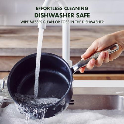 GreenPan Chatham Black Prime Midnight Hard Anodized Healthy Ceramic Nonstick, 1QT and 2QT Saucepan Pot Set with Lids, PFAS-Free, Dishwasher Safe, Oven Safe, Black - CookCave