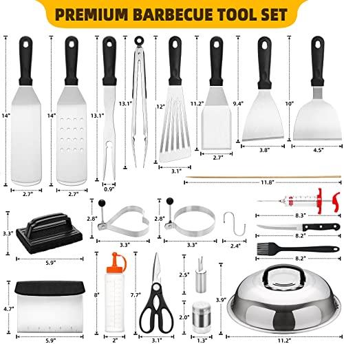 Griddle Accessories Kit, 139PCS Flat Top Griddle Grill Tools Set for Blackstone and Camp Chef, Professional Grill Utensils Set with Spatula, Basting Cover, Scraper for Men Women Outdoor Backyard BBQ - CookCave