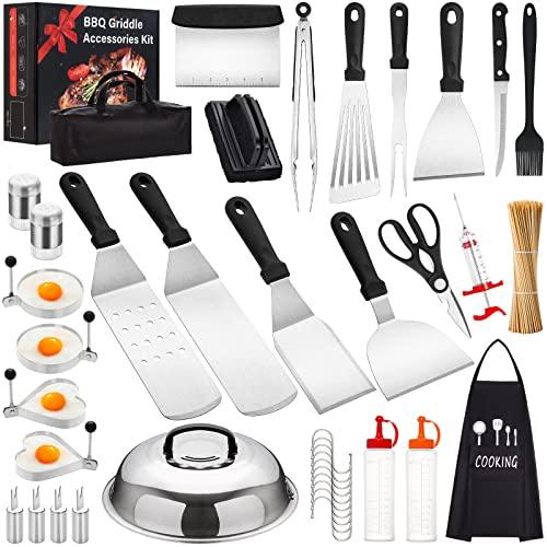 Griddle Accessories Kit, 139PCS Flat Top Griddle Grill Tools Set for Blackstone and Camp Chef, Professional Grill Utensils Set with Spatula, Basting Cover, Scraper for Men Women Outdoor Backyard BBQ - CookCave