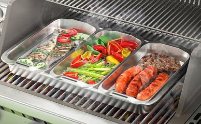 Grill Basket Set, 6-piece Stainless Steel Large Roasting Pan, 16.5" x 11" Pan with Cooling Rack, Great for Christmas Roast Chicken Meat, Grilling Gifts for Men - CookCave