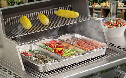 Grill Basket Set, 6-piece Stainless Steel Large Roasting Pan, 16.5" x 11" Pan with Cooling Rack, Great for Christmas Roast Chicken Meat, Grilling Gifts for Men - CookCave