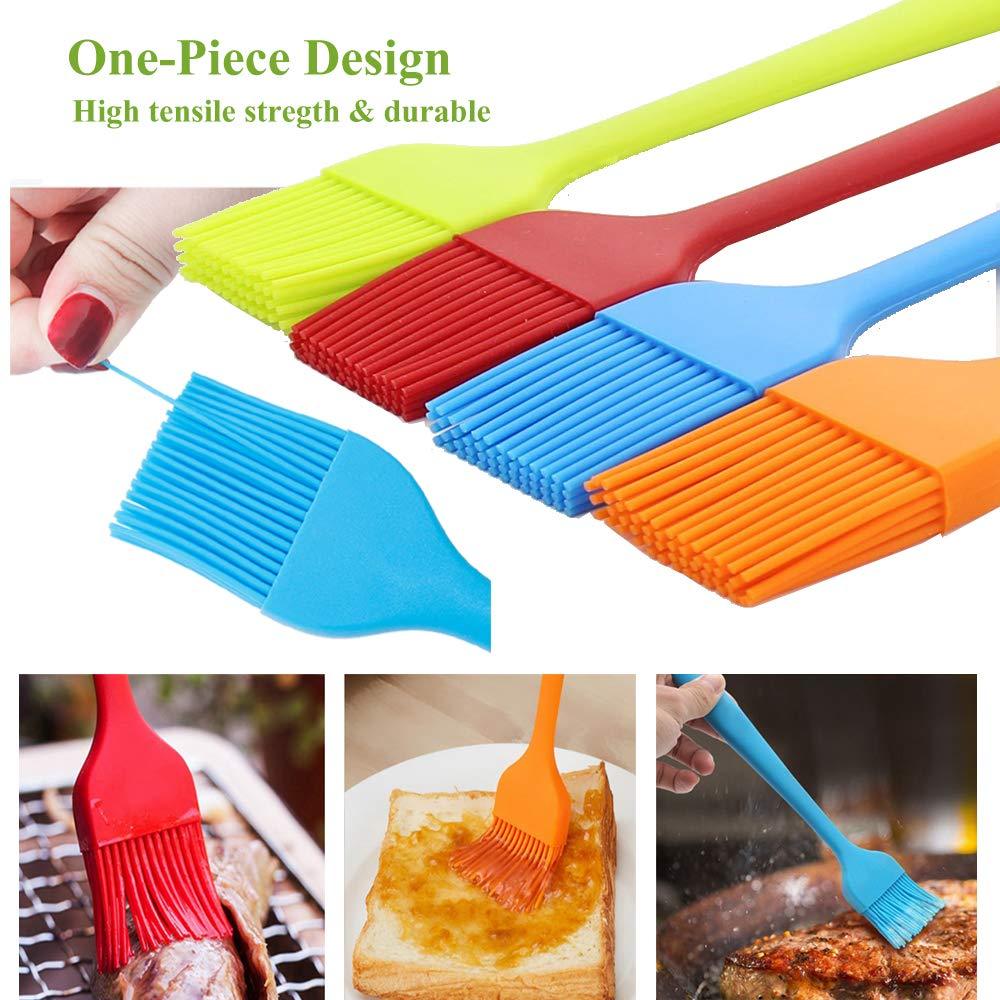Grill Basting Brush Silicone Pastry Baking Brush BBQ Sauce Marinade Meat Glazing Oil Brush Heat Resistant, Kitchen Cooking Baste Pastries Cakes Desserts, Dishwasher Safe 4Pack - CookCave