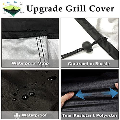 Grill Cover, BBQ Cover 58 inch,Waterproof BBQ Grill Cover,UV Resistant Gas Grill Cover,Durable and Convenient,Rip Resistant,Black Barbecue Grill Covers,Fits Grills of Weber,Brinkmann etc - CookCave