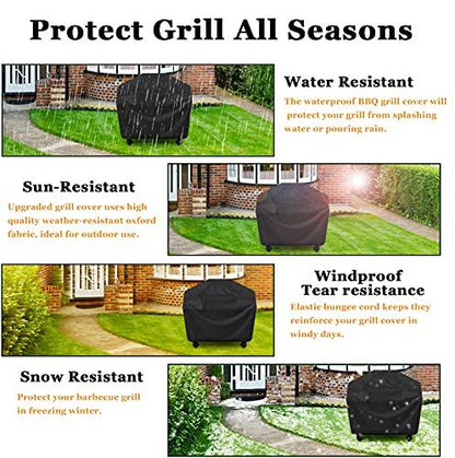 Grill Cover, BBQ Cover 58 inch,Waterproof BBQ Grill Cover,UV Resistant Gas Grill Cover,Durable and Convenient,Rip Resistant,Black Barbecue Grill Covers,Fits Grills of Weber,Brinkmann etc - CookCave