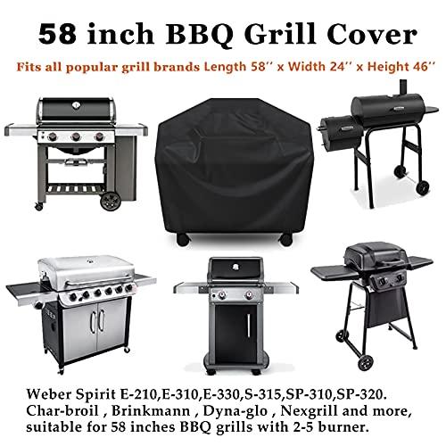 Grill Cover, BBQ Cover 58 inch,Waterproof BBQ Grill Cover,UV Resistant Gas Grill Cover,Durable and Convenient,Rip Resistant,Black Barbecue Grill Covers,Fits Grills of Weber,Brinkmann etc - CookCave