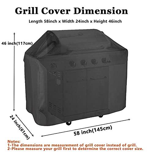 Grill Cover, BBQ Cover 58 inch,Waterproof BBQ Grill Cover,UV Resistant Gas Grill Cover,Durable and Convenient,Rip Resistant,Black Barbecue Grill Covers,Fits Grills of Weber,Brinkmann etc - CookCave