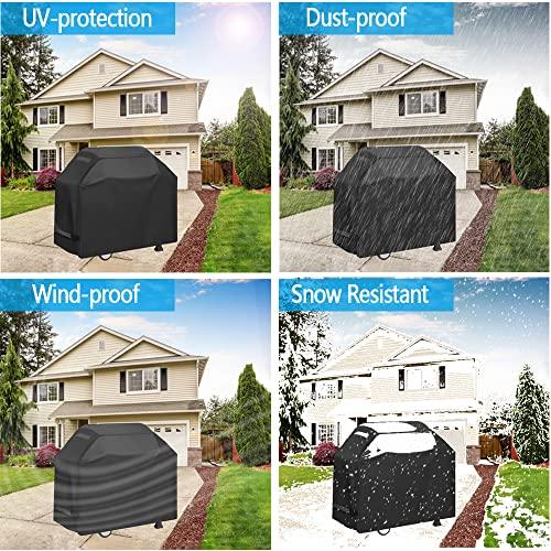 Grill Cover, Waterproof BBQ Grill Cover, 58 inch Rip-Proof and Anti-UV Barbecue Gas Grill Cover Compatible for Weber Char-Broil Nexgrill Grills and More - CookCave