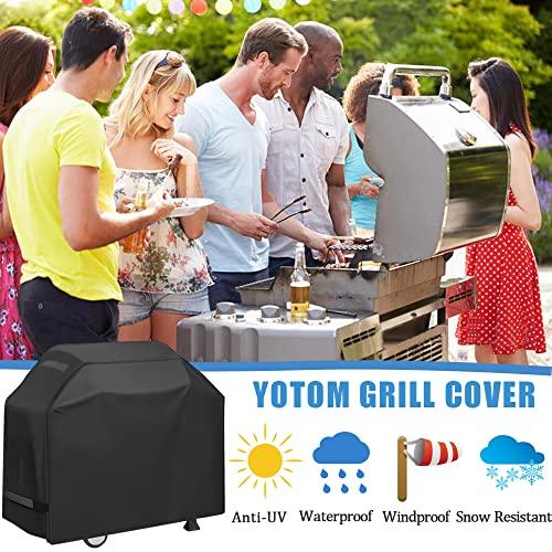 Grill Cover, Waterproof BBQ Grill Cover, 58 inch Rip-Proof and Anti-UV Barbecue Gas Grill Cover Compatible for Weber Char-Broil Nexgrill Grills and More - CookCave