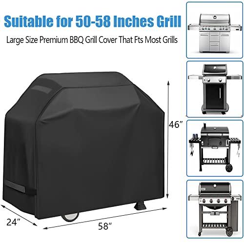 Grill Cover, Waterproof BBQ Grill Cover, 58 inch Rip-Proof and Anti-UV Barbecue Gas Grill Cover Compatible for Weber Char-Broil Nexgrill Grills and More - CookCave