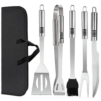 Grill Tools Set,Stainless Steel Grill Set for Men, 6pc BBQ Tools Grilling Accessories Kit with Spatula,Fork,Knife,Brush,Tongs & Carry Bag Grill Utensils Set for Outdoor Grill - CookCave