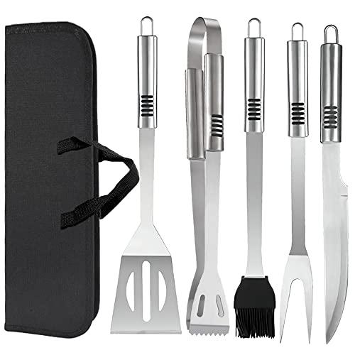 Grill Tools Set,Stainless Steel Grill Set for Men, 6pc BBQ Tools Grilling Accessories Kit with Spatula,Fork,Knife,Brush,Tongs & Carry Bag Grill Utensils Set for Outdoor Grill - CookCave