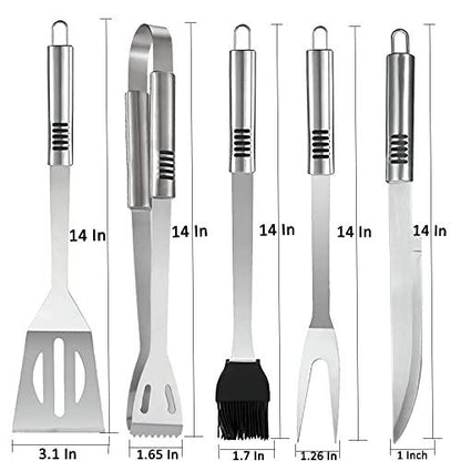 Grill Tools Set,Stainless Steel Grill Set for Men, 6pc BBQ Tools Grilling Accessories Kit with Spatula,Fork,Knife,Brush,Tongs & Carry Bag Grill Utensils Set for Outdoor Grill - CookCave