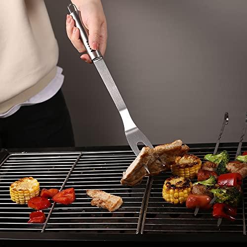 Grill Tools Set,Stainless Steel Grill Set for Men, 6pc BBQ Tools Grilling Accessories Kit with Spatula,Fork,Knife,Brush,Tongs & Carry Bag Grill Utensils Set for Outdoor Grill - CookCave