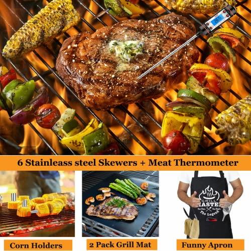 Grill Utensils Set,BBQ Grilling Accessories, Grill Set Gifts for Men Grill Tools, MUJUZE Barbeque with Apron, Stainless Steel Grill Kit Set Gifts for Men or Dad (Style 1) - CookCave