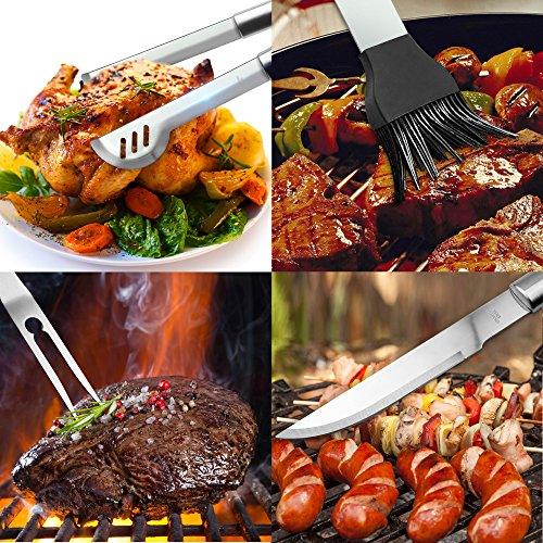 GRILLART BBQ Grill Utensil Tools Set Reinforced BBQ Tongs 19-Piece Stainless-Steel Barbecue Grilling Accessories with Aluminum Storage Case -Complete Outdoor Grill Kit for Dad, Birthday Gift for Man - CookCave