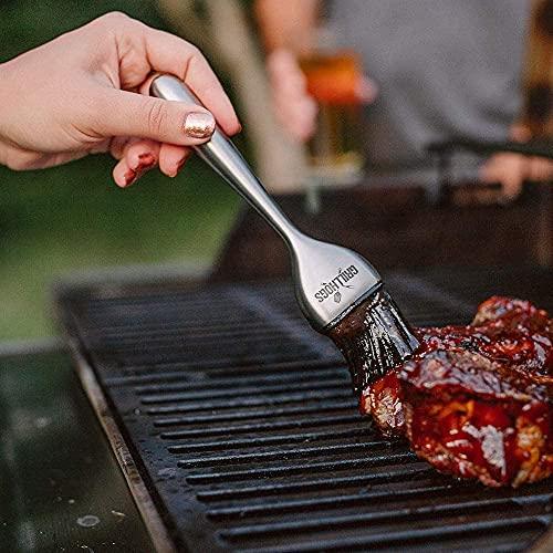 GRILLHOGS Silicone Sauce Basting Brush, Premium Stainless Steel Handles, Pastry & Barbecue Grilling, Dishwasher Safe & Heat Resistant, Set of 2 - CookCave