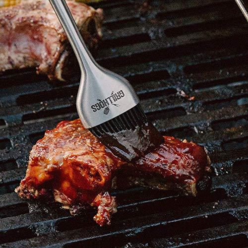 GRILLHOGS Silicone Sauce Basting Brush, Premium Stainless Steel Handles, Pastry & Barbecue Grilling, Dishwasher Safe & Heat Resistant, Set of 2 - CookCave