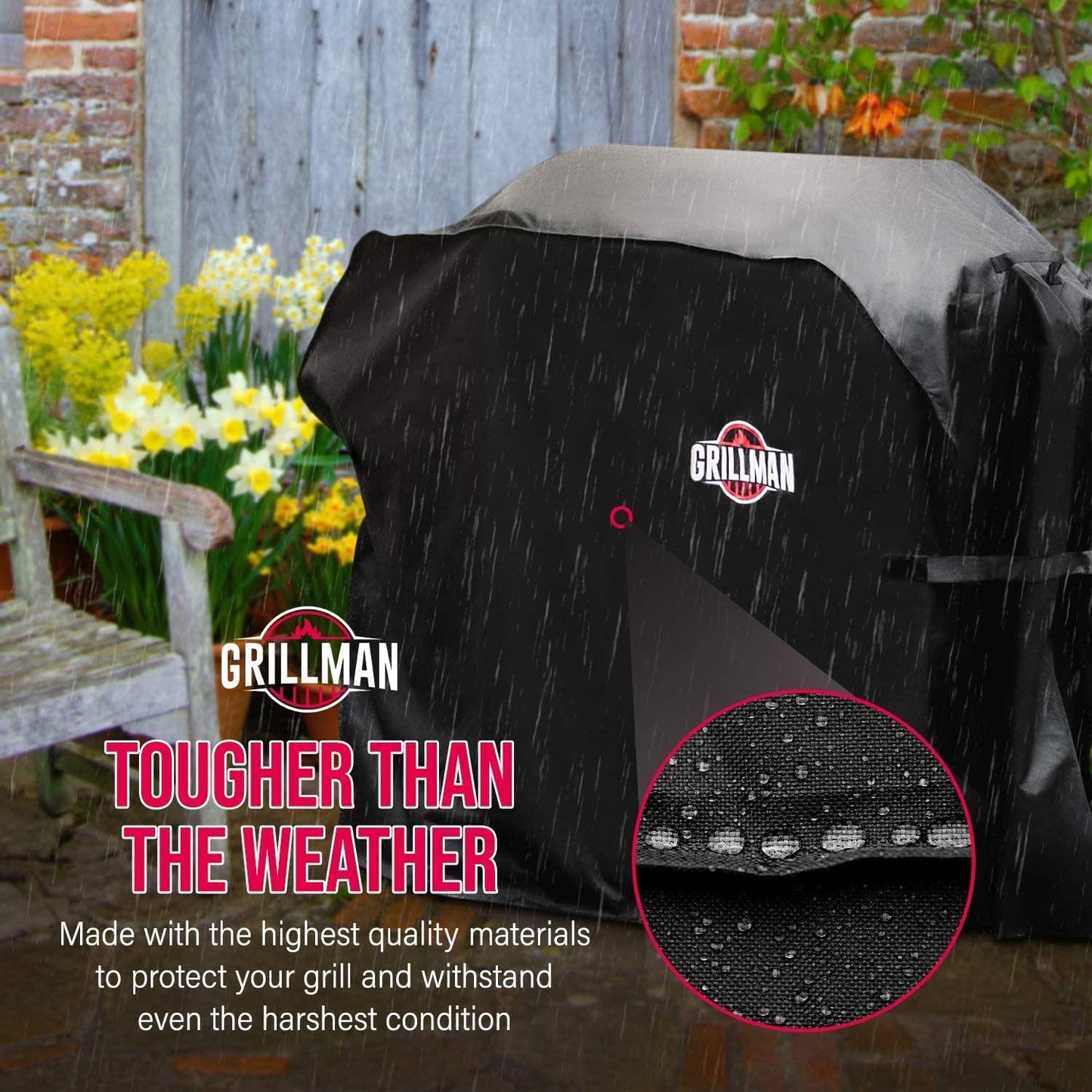 Grillman Premium Grill Cover for Outdoor Grill, BBQ Grill Cover, Rip-Proof, Waterproof, Top Heavy-Duty Large Grill Covers for Outside, Barbecue Cover & Gas Grill Covers (72" L x 26" W x 51" H, Black) - CookCave