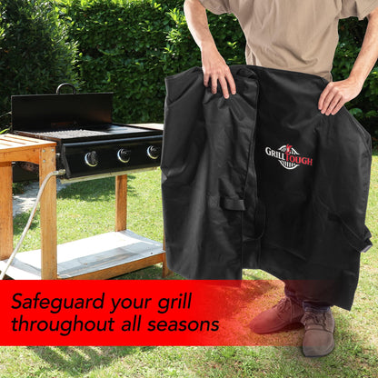 GrillTough Heavy Duty Griddle Cover for Outdoor Griddle, Fits 36 Inch Griddle – Waterproof, Weather Resistant, UV & Fade Resistant with Adjustable Straps – BBQ Cover for Flat Grill, Black - CookCave
