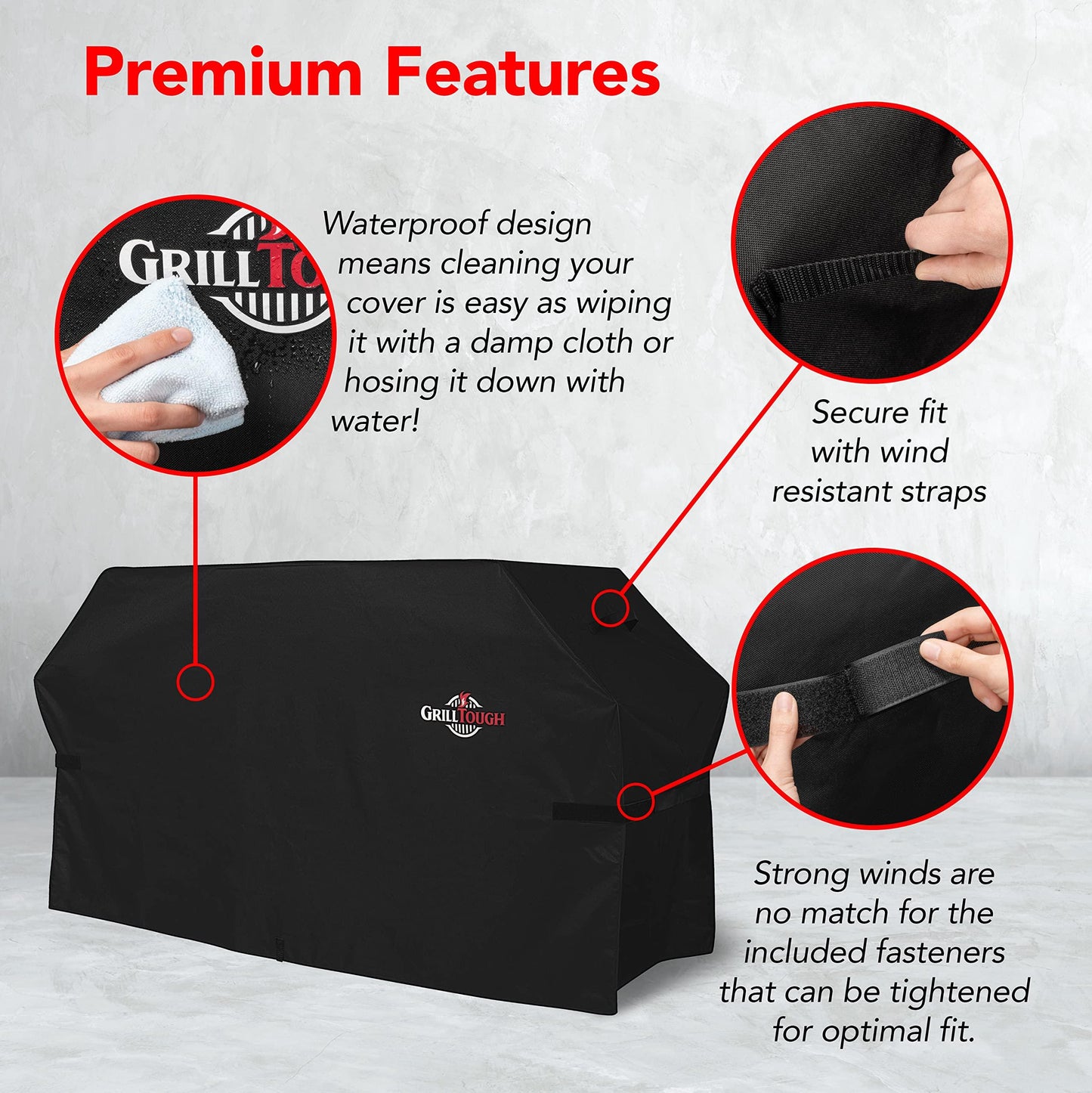 GrillTough Heavy Duty Griddle Cover for Outdoor Griddle, Fits 36 Inch Griddle – Waterproof, Weather Resistant, UV & Fade Resistant with Adjustable Straps – BBQ Cover for Flat Grill, Black - CookCave